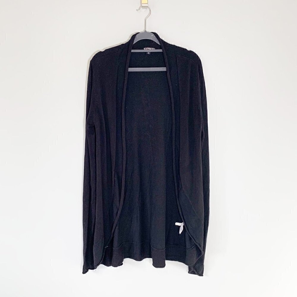 Express Black Wool Blend Open Front Draped Cardigan Sweater‎ Medium